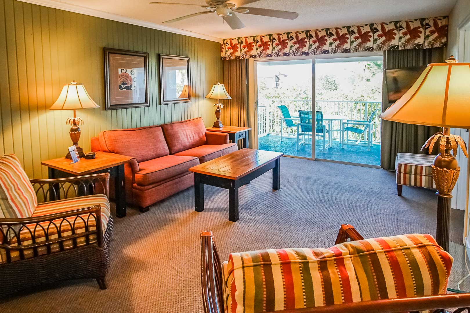 A spacious living room at VRI's Sand Pebble Resort in Treasure Island, Florida.